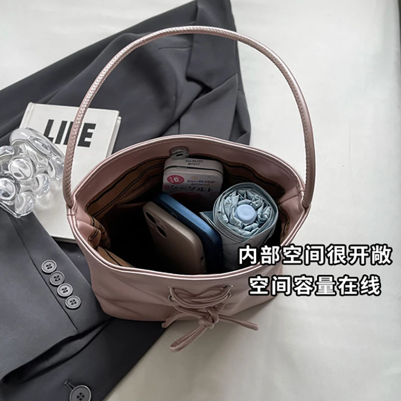 Richme Fashion Women Handbags 2024 New Sweet Girls Bucket Shoulder Bags Elegant Daily Luxury Designer Drawstring Bolso Mujer