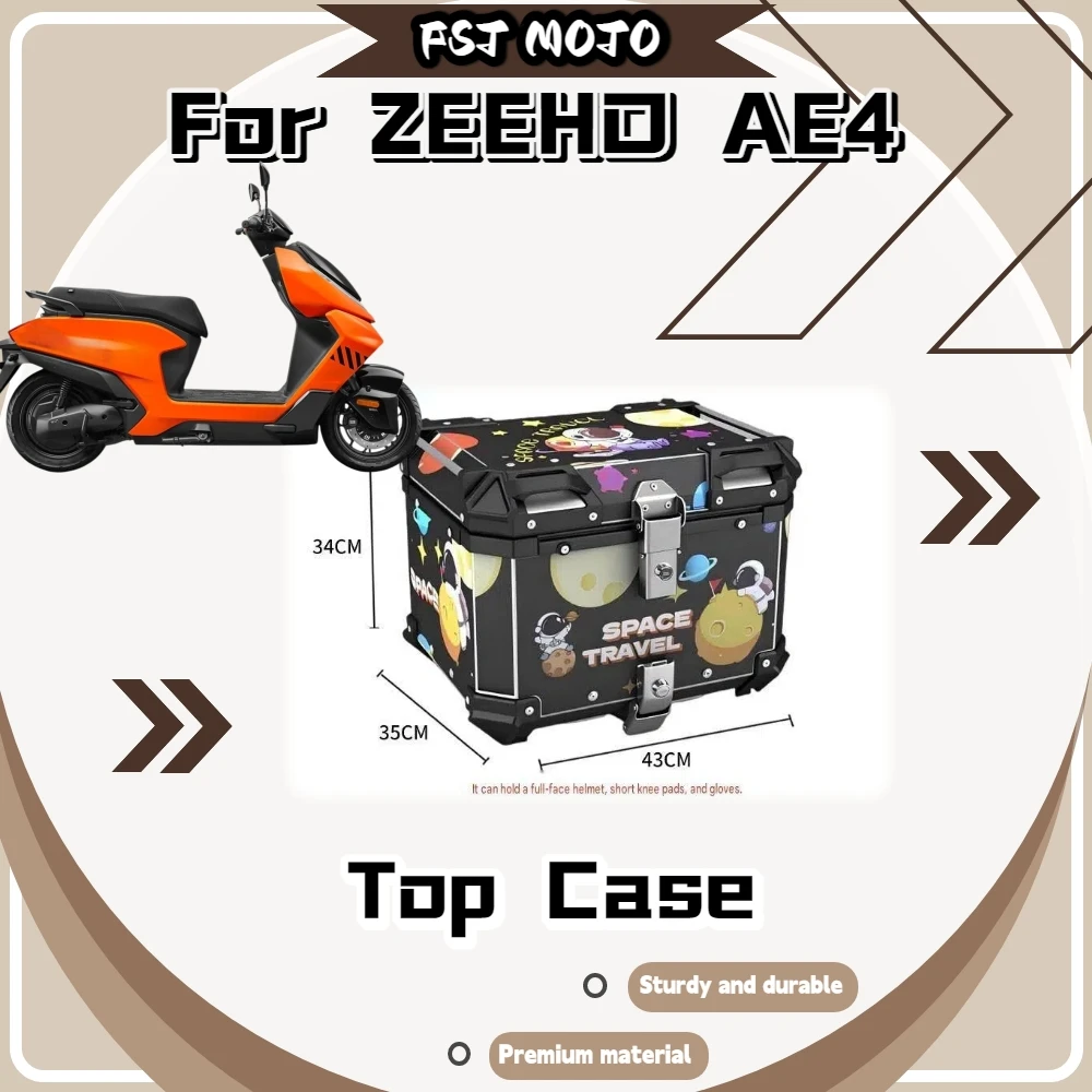 Universal 45L Color‑Print Aluminum Tail Box Fit For ZEEHO AE4 Large‑Space For Riding Gear Storage EV Mod Accessories
