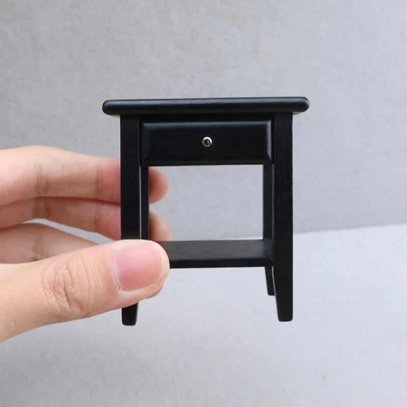 Small Black Dresser For Dolls House 1:12 Scale With Functional Drawer