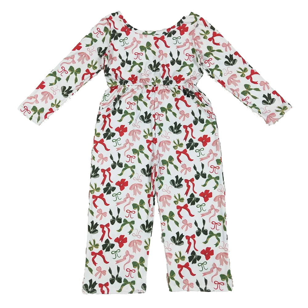 

Baby Girls Summer Jumpsuits Baby Girls Christmas Colorful Bows Pockets Jumpsuits Rompers