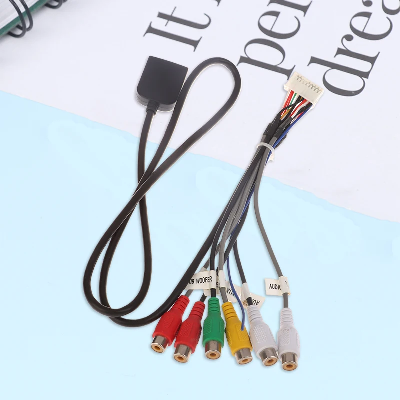 

20 P Plug Car Stereo Radio RCA Output AUX Wire Harness Wiring Connector Adaptor Subwoofer Cable 4G SIM Slot Aux-in-out Subwoofer