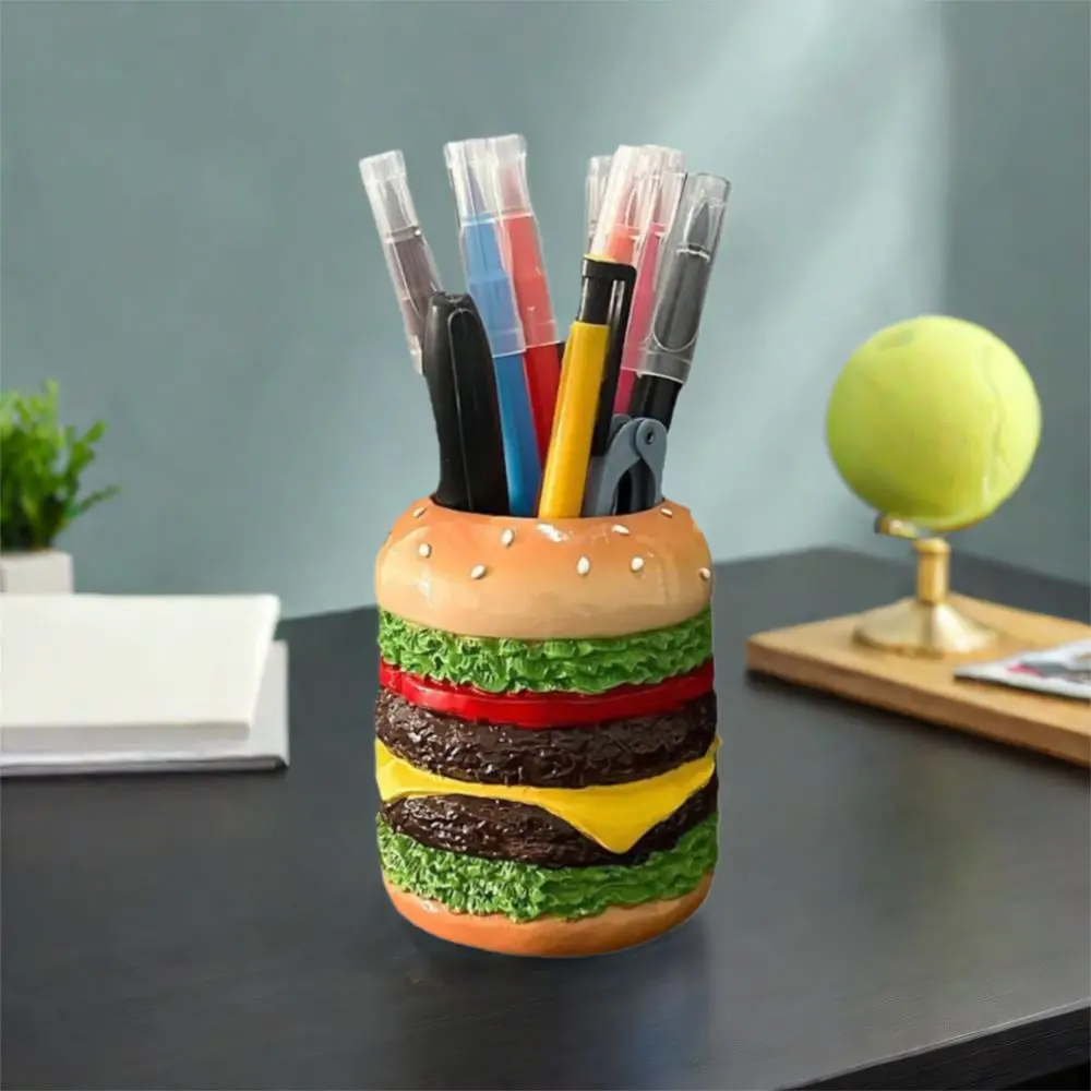 Cute Hamburg Design Pen Holder Smooth Creative Makeup Brush Storage Bucket Funny Multi-Purpose Desktop Storage Container
