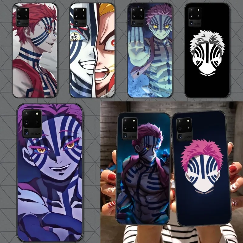 Demon Slayer Akaza Phone Case for Samsung A91 A81 A73 A72 A71 A30S A20 A12 A13 A52 A53 4G 5G Black Soft Cover Funda Shell