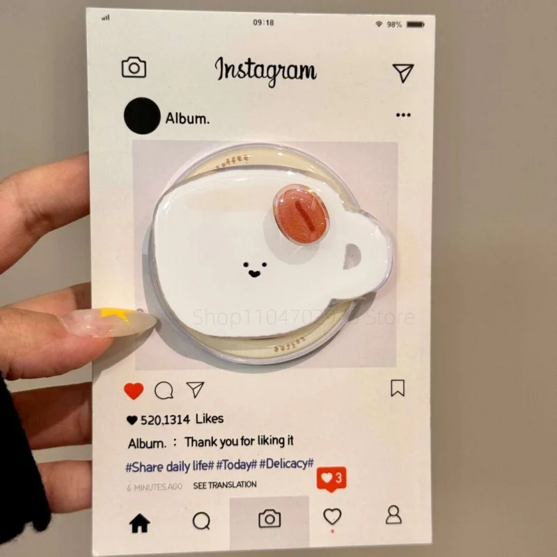 

Корейская милая вращающаяся кофейная чашка для Magsafe, магнитная подставка для телефона Griptok Grip Tok для iPhone 15, чехол для беспроводной зарядки, держатель