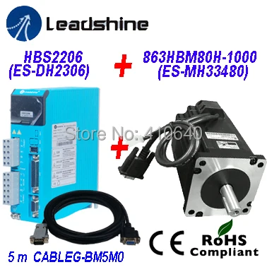 Leadshine AC Servo Drive H2-2206 (Old Model HBS2206) Direct to 220/230 VAC PLUS Easy Servo Motor NEMA 34 863HBM80H-1000 8.0 Nm