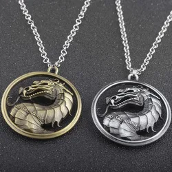 Game Mortal Kombat Pendant Alloy Animal Dragon Necklace Holder Chaveiro Gift Cosplay Props for Men Women Jewelry Accessories