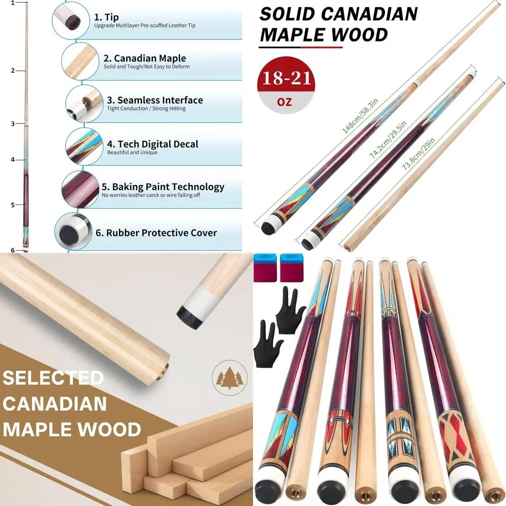 

Набор кийных костяшек для бильярда из канадского клена — 4/3/1 шт., 58 дюймов, для взрослых, аксессуары для бильярда