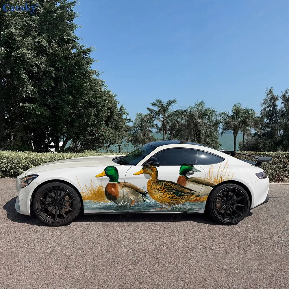 

Наклейки на боковые части автомобиля с изображением уток в болоте, самоклеящиеся, из ПВХ, водонепроницаемые и устойчивые к царапинам, аксессуар для автомобиля, подарок