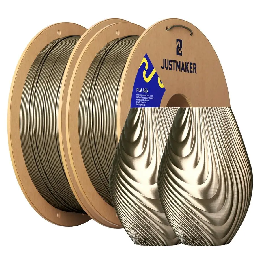 

Silk 3D Printer Filament, Upgrade Cardboard Spool, Silk Shiny Filament, Dimensional Accuracy 0.03mm, 1.75mm, 1KGx2, Bronze