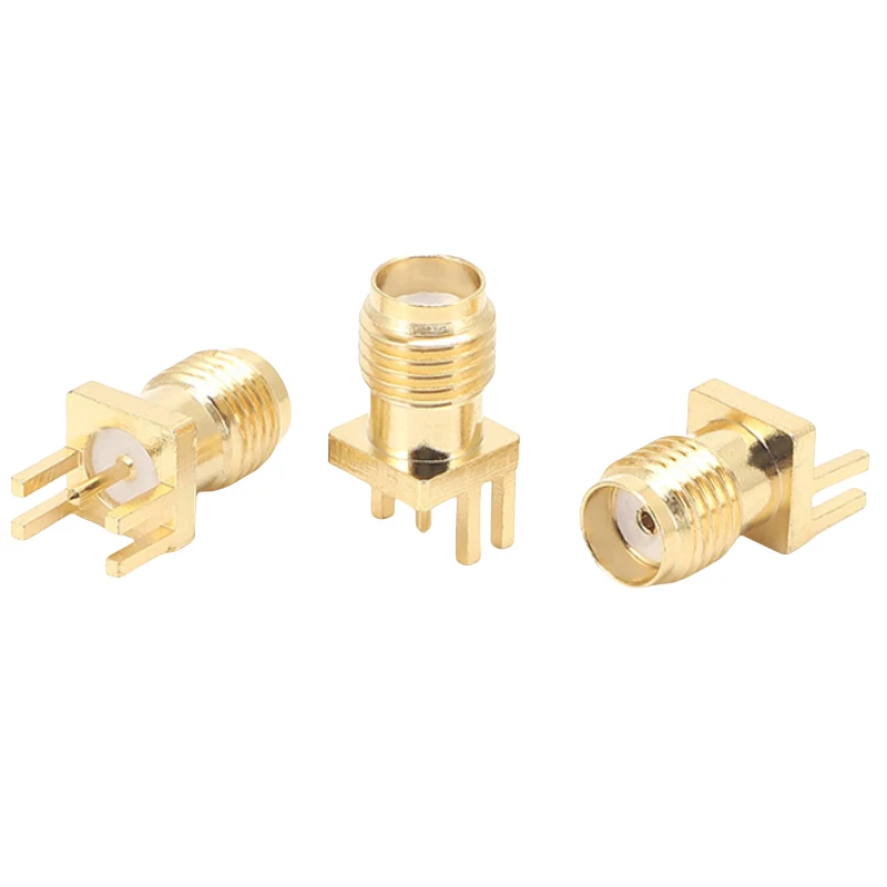 50-Pack RPSMA SMA Female PCB Panel Edge Mount Connector Straight Solder 4Pin Stand Wholesale