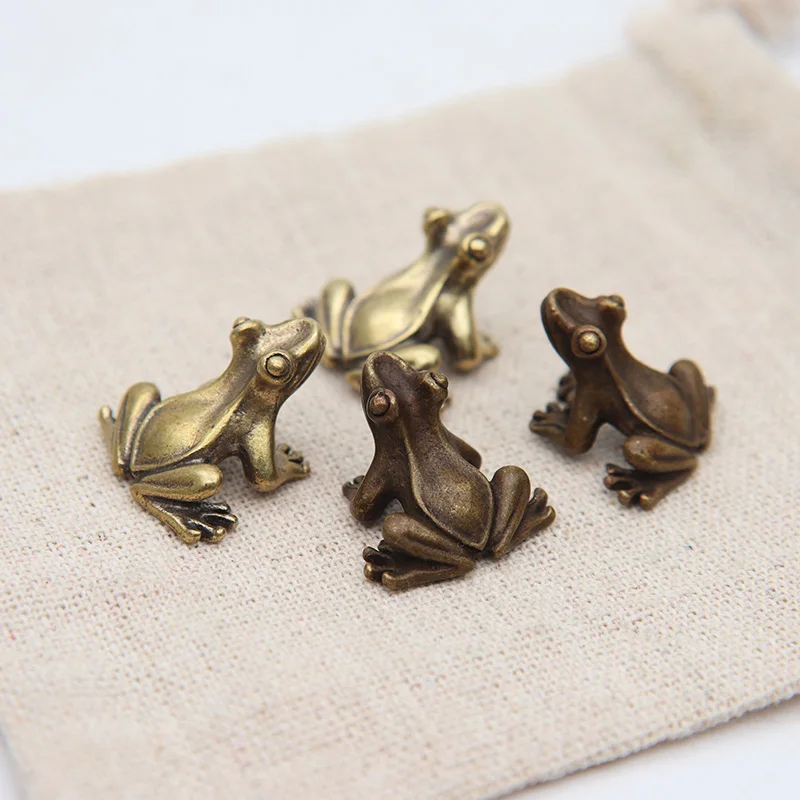 تماثيل ضفدع صغير من النحاس قديمة يدوية حيوان علجوم إكسسوارات مكتب ديكور منزلي حرف يدوية ديكور حيوانات الشاي - 4