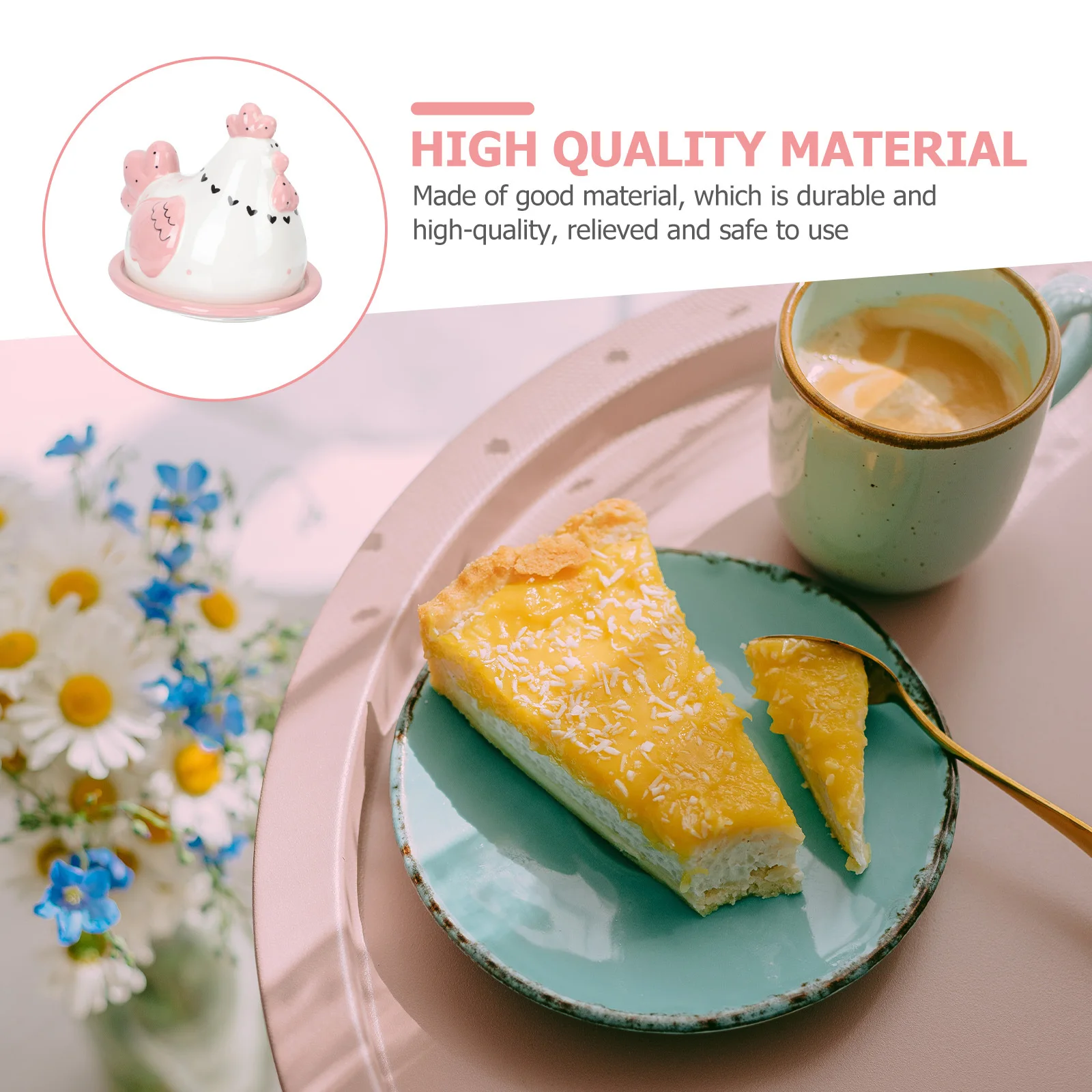 

1Pcs Chick Shaped Butter Box Premium Ceramic Food Storage Case Moisture-Proof Butter Container with Cover for Daily Use