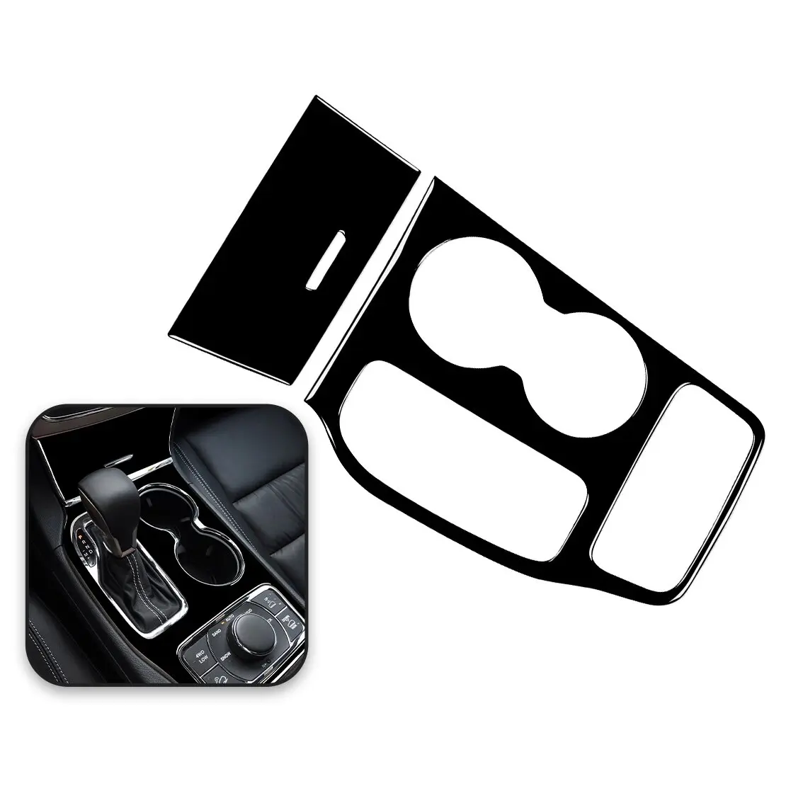 Glossy Black Center Console Gear Shift Panel Cover Trim Set Fit For Jeep Grand Cherokee 2016-2018 Left Hand Drive