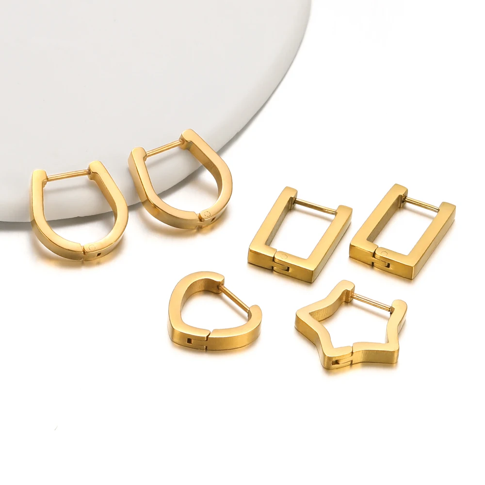 Stainless Steel Hoop Earrings Triangle Unisex Punk Rock Ear Square Earring Gifts Hiphop Gifts Huggie Fashion Jewelry Wholesale