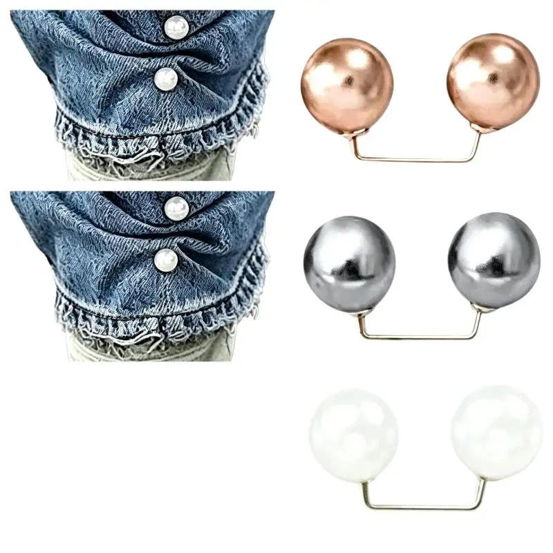 2PCS Non Slip Pearl Sleeve Clips No Sew Easy to Use Garment Clips for Shortening Long Sleeves Work Attire