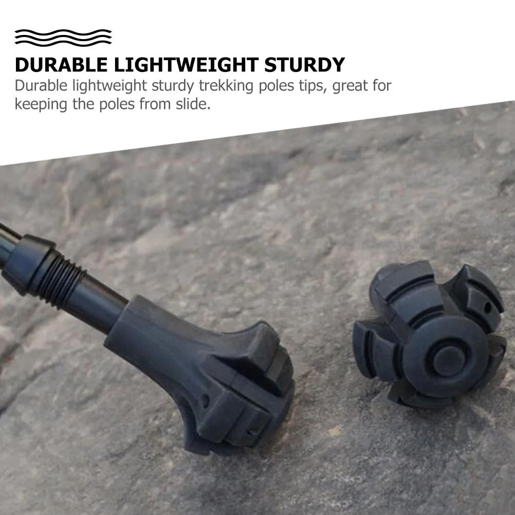 

6 Pcs Alpenstock Non-Slip Cover Walking Stick Foot Pads Anti-skid Hiking Pole Accessories Protectors Trekking Cane Foldable