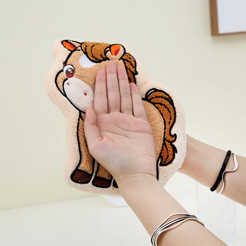 ผ้าเช็ดมือลายการ์ตูนโพนี่น่ารัก ผ้าขนหนูคอรัลฟลีซ สำหรับใช้ในบ้าน ห้องครัว ผ้าเช็ดทำความสะอาดรูปม้า ผ้าขนหนูหนาแบบแขวน ซึมซับน้ำได้ดี สำหรับห้องน้ำ ตกแต่งบ้าน