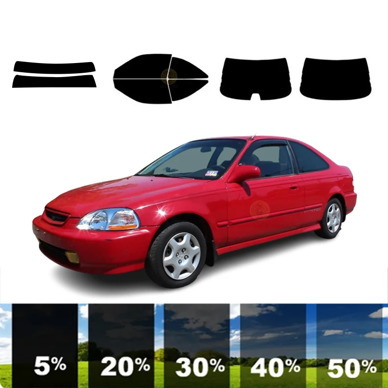 precut Removable Window Tint Film For Car 100% UVR 5%-35%VLT Heat Insulation Carbon ﻿For HONDA CIVIC 2 DR COUPE 1996-2000