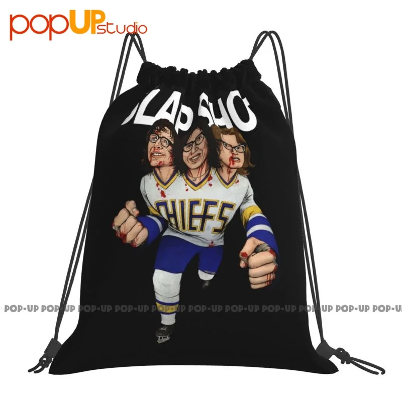 Slap Shot Comedy Hockey Movie Paul Newman Charleston Chief Drawstring Bags Gym Bag School Gym Tote Bag