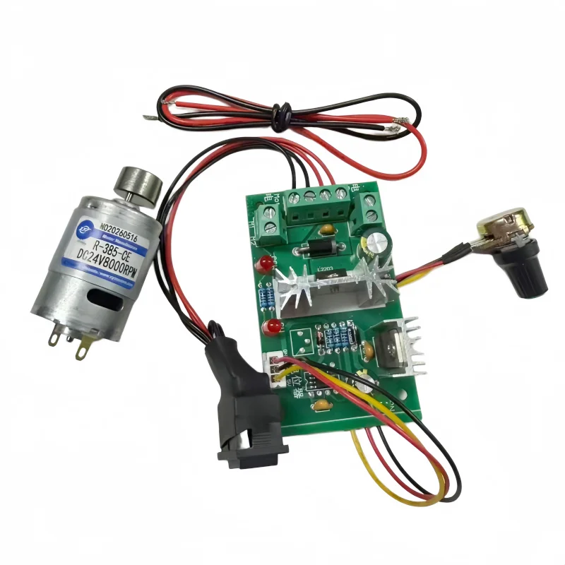 Single-head circular R385 vibration motor combined with controller 12v24v for high-torque forward and reverse rotation