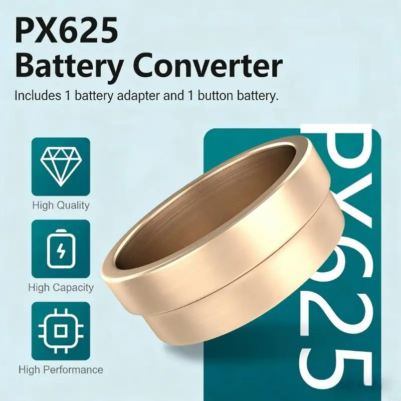 2 Set Metal PX625 Battery Adapter Set with Long Lasting 1.5V Batteries Camera Accessories Suitable for Multiple Devices F19E