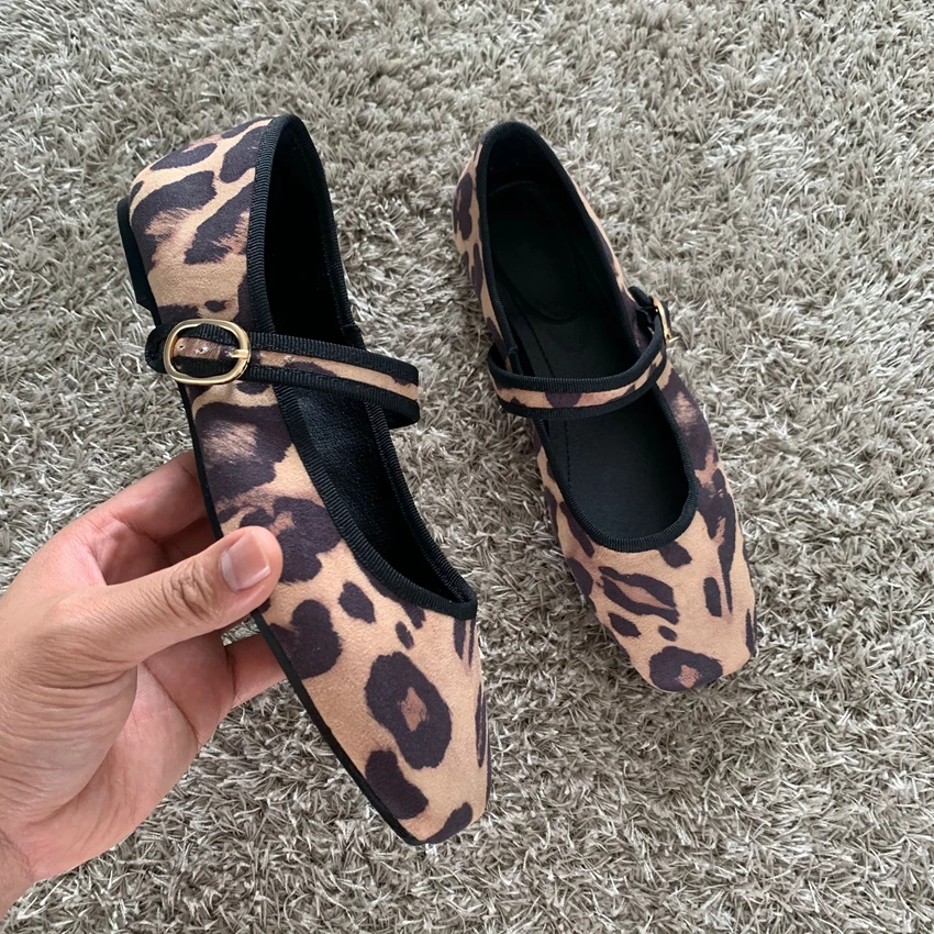 2024 Womens Leopard Print Casual Shoes Woman Flat Shoe Summer Mary Jane Shoes Woman Slip-on Flats