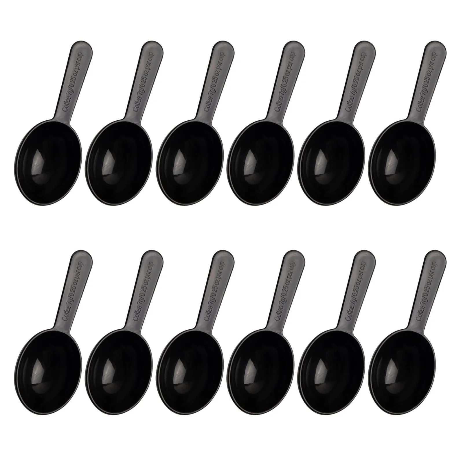 12Pcs Plastic Coffee Measuring Spoons Short Handle Scoops for Tea Sugar Cereal Milk Powder Spices Black 7g