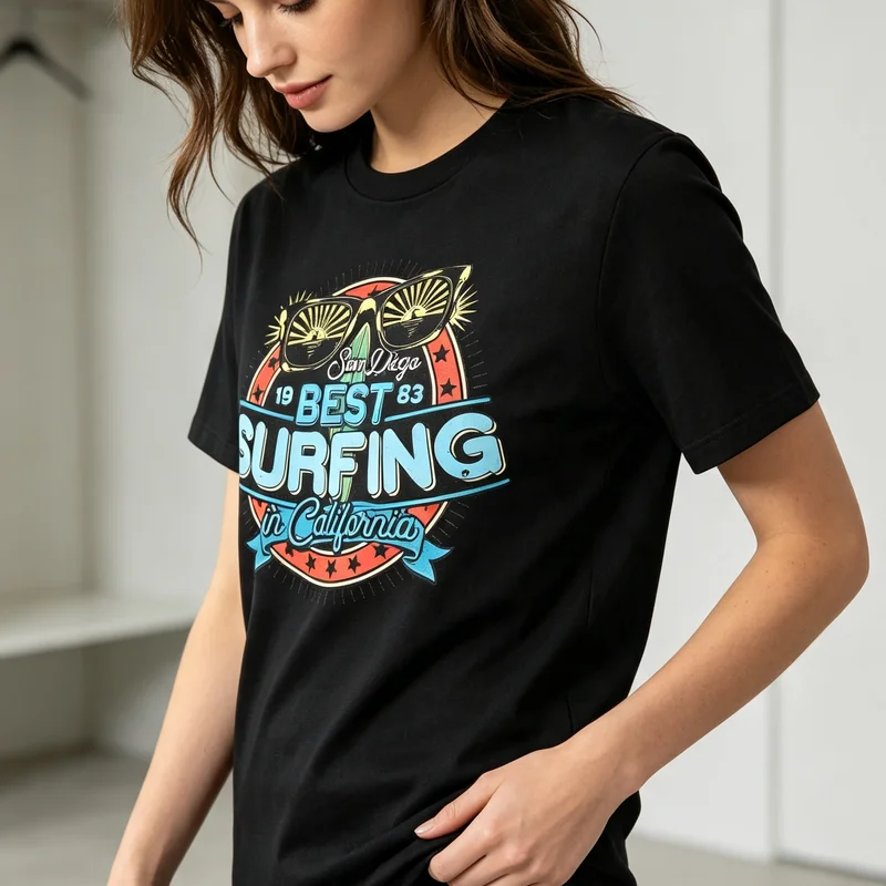 Vintage Best Surfing in California Graphic Tee Retro Sunglasses Casual T Shirt  Cotton Short Sleeve Streetwear Men Women Beach