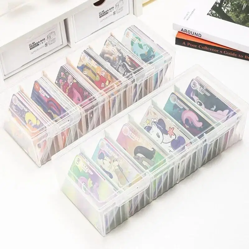 Clear Plastic Game Card Storage Box Compartmentalized Organizer with Adjustable Divider Holds up to 550 Cards