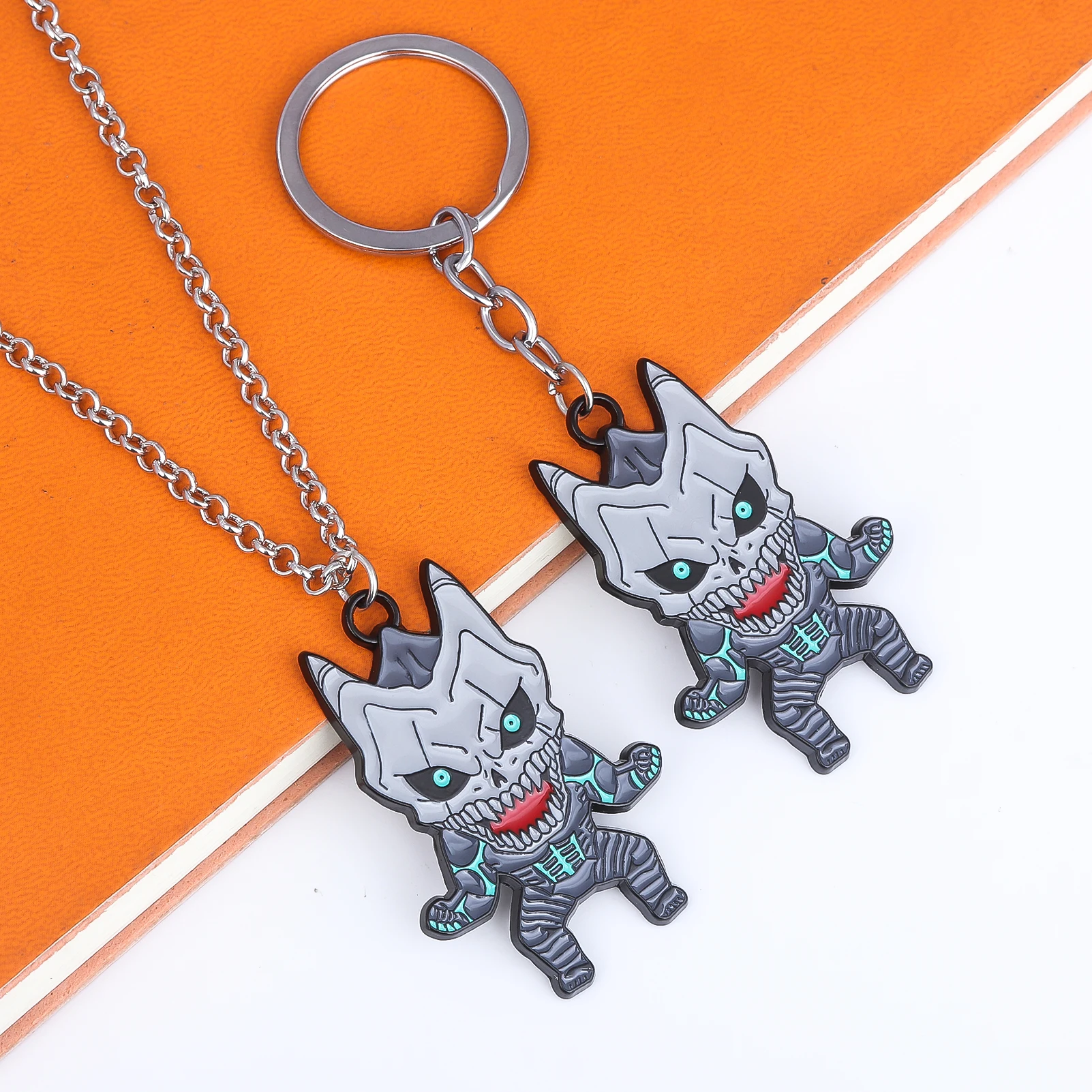 Action Fighting Black No. 8 Monster Necklace Pendant Metal Demon Monster Pendant Cosplay Props Men Women Backpack Jewelry Gift