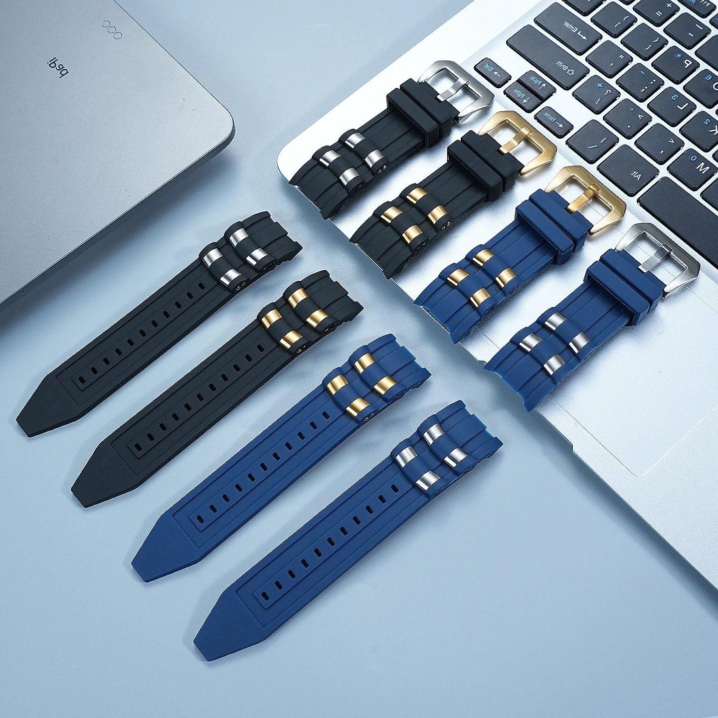 Curved mouth strap for Invicta Pro Diver large dial, specially designed for curved sports silicone watch strap for men, 26mm