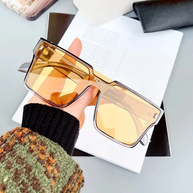 Oversized Sunglasses Square Women Sun Glasses Female Eyewear Eyeglasses One Piece Frame UV400 Shade Fashion Men Driving Glasses