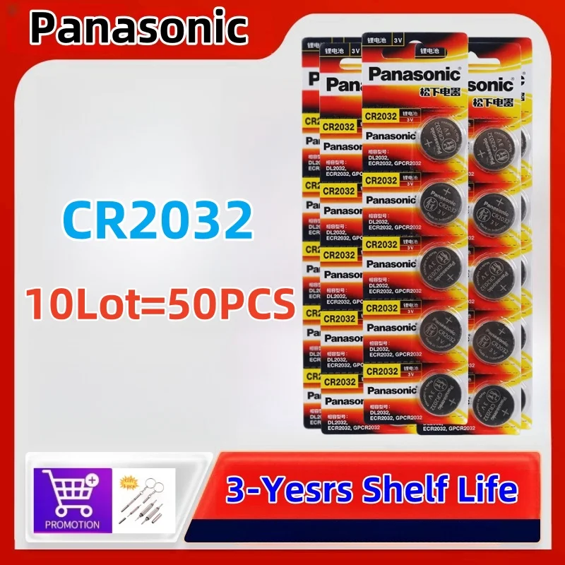 

50pcs Original PANASONIC CR2032 CR 2032 3V Lithium Battery For Watch Calculator Clock Remote Control Toys Button Coins Cell