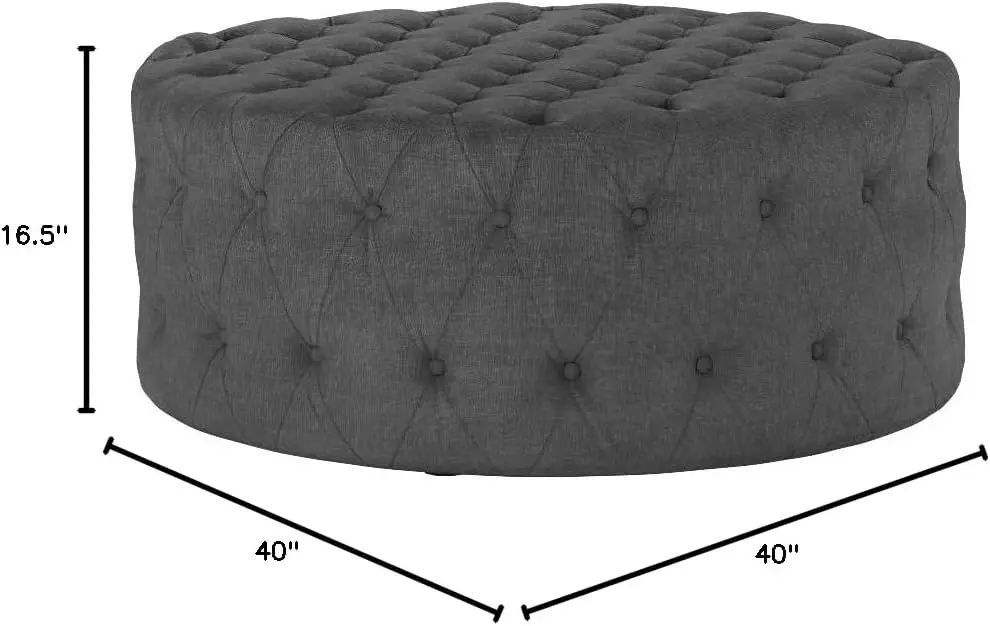 Modway Amour Fabric Upholstered Button-Tufted Round Ottoman in Gray