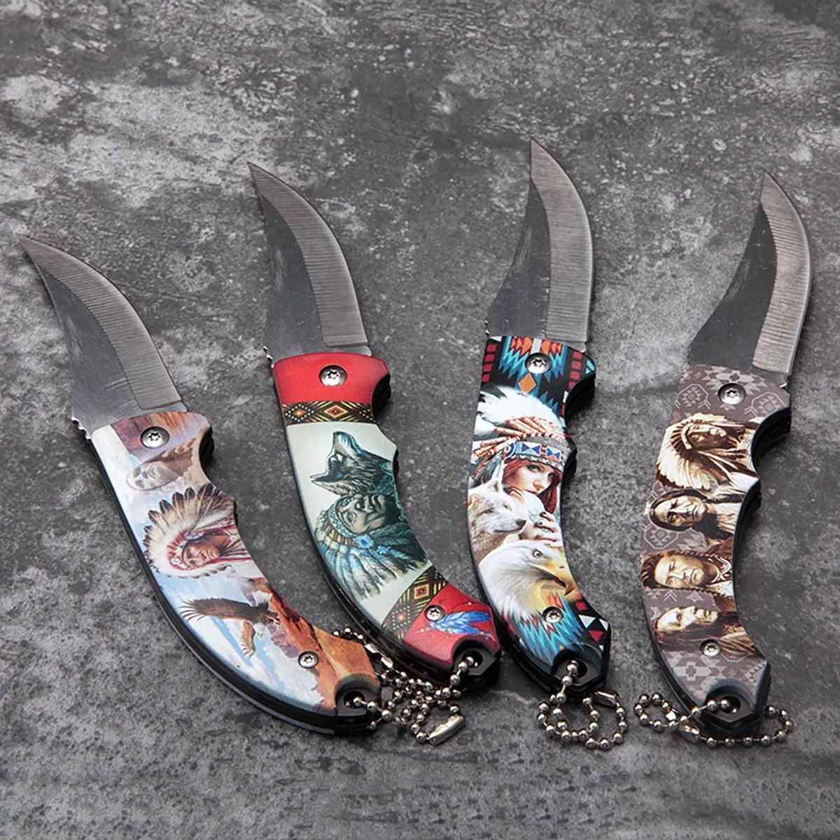 ABS Handle Portable Camping Folding Knife with High Hardness, Fine Steel, Colored Drawing, Multi functional Outdoor Knife