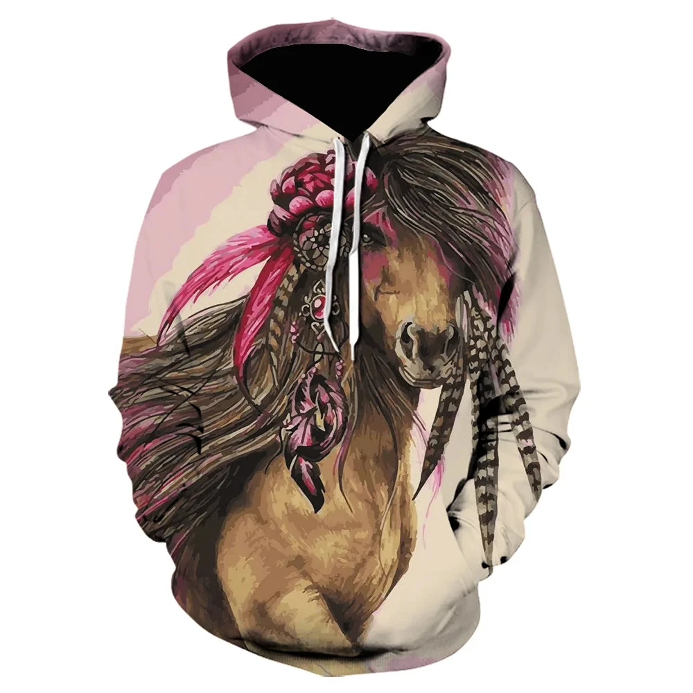 Autumn new Kids Hoodies Sweatshirt 3D Horse Animal Pattern Pullover Fashion Casual Men/Women Hoodie Sweatshirt Men coat