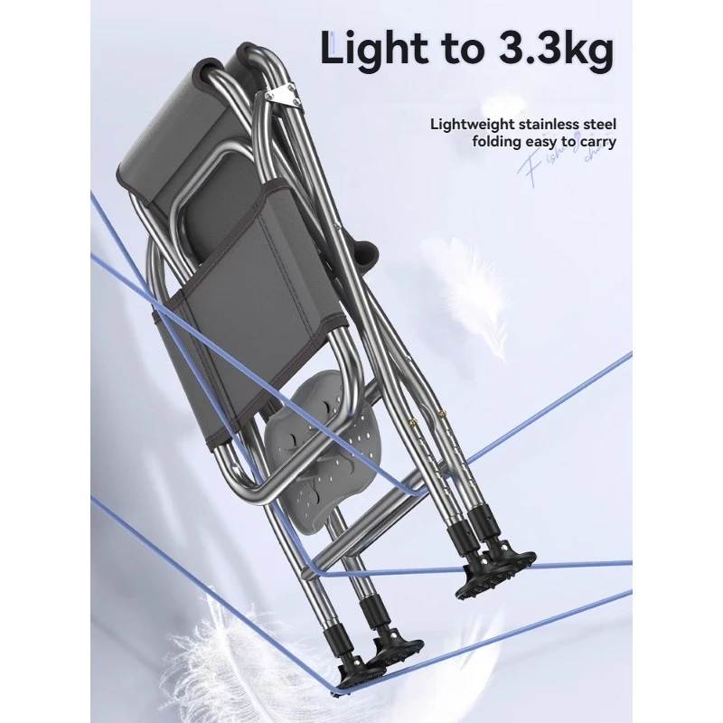 Adjustable Leg Fishing Chair, Raft Fishing Chair Outdoor Thickened Stainless Steel Bridge Fishing Chair