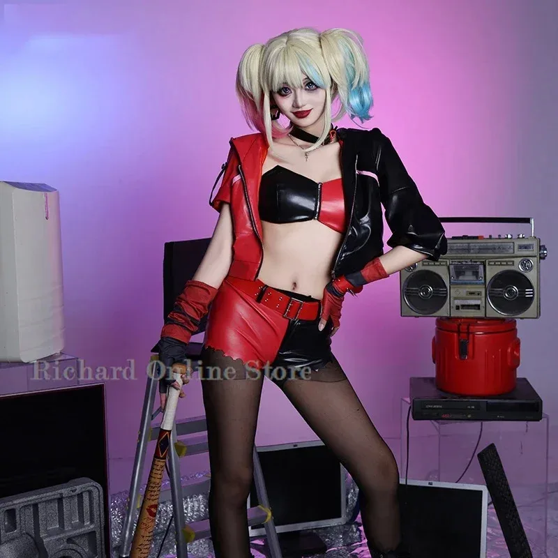 

Sky02 Harly comeses cosplay immediately Harden red suit wig Quinzel female isekai Joker Halloween clown 2024 New Anime Cosp88Ji