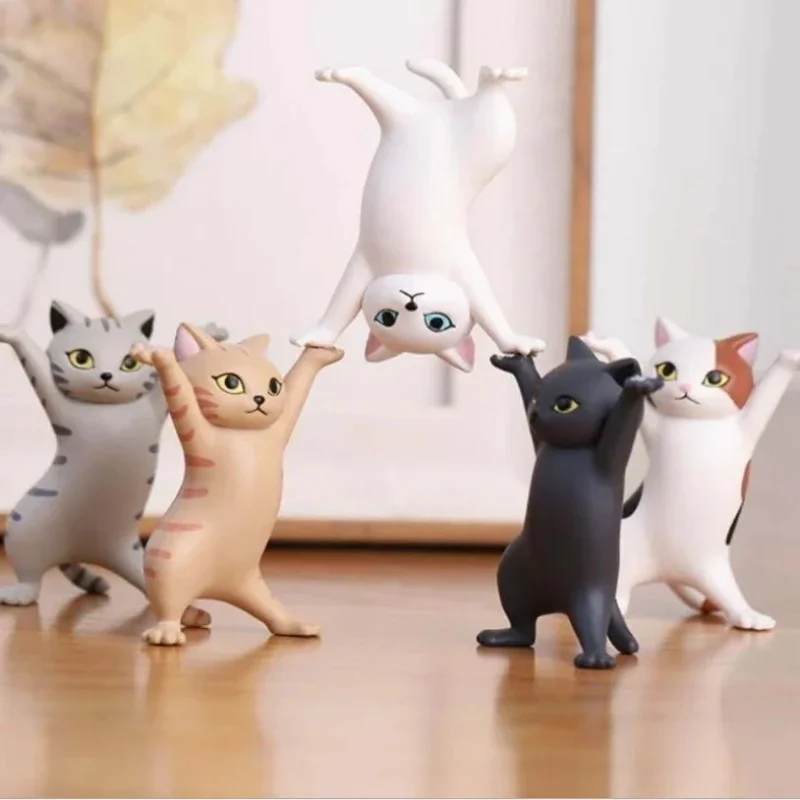 Figura de gato bailarín para niños, juguetes de dibujos animados, modelo de gato, lindo soporte para auriculares, muñeca divertida, adornos de plástico, bromas prácticas