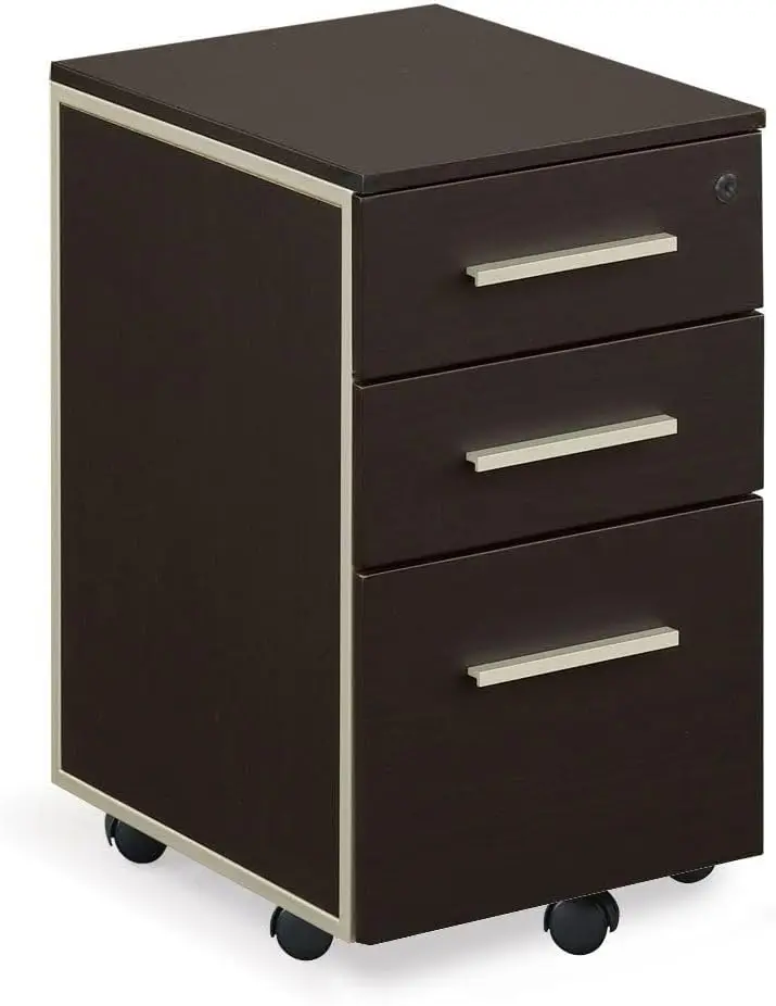 Nbf Signature Series At Work Mobile File Storage Pedestal - 16.5W X 20.5D Espresso Laminate With Brushed Nickel Handles And