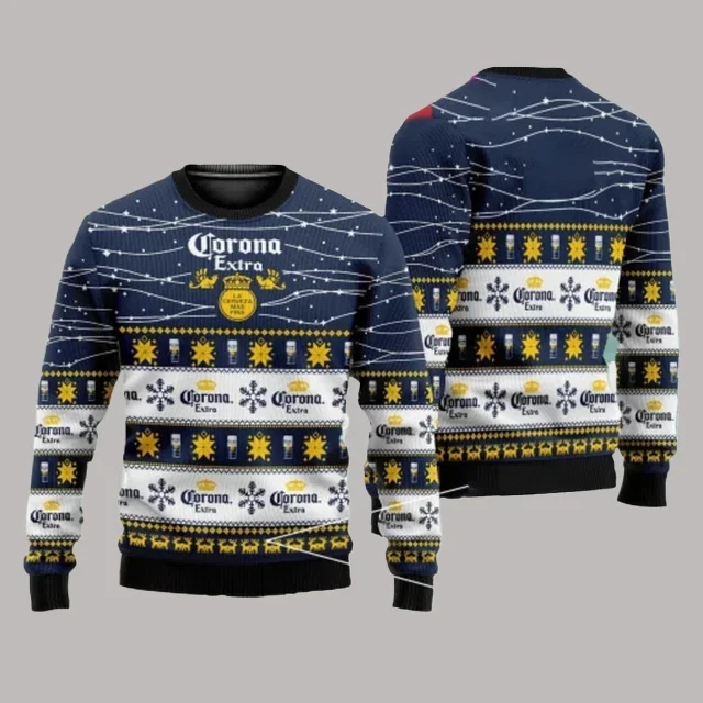 25/26 كورونا البيرة سترة قبيحة كورونا عيد الميلاد سعيد البيرة شرب هدية الكريسماس الرجال والنساء حجم كبير سترة عصرية