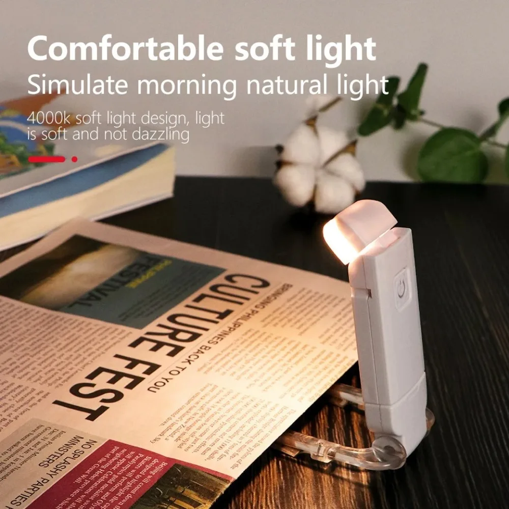 

Mini LED Clip on Book Light Eye Protection Rechargeable Reading Light Adjustable Dimmable Clip Desk Light Night Light