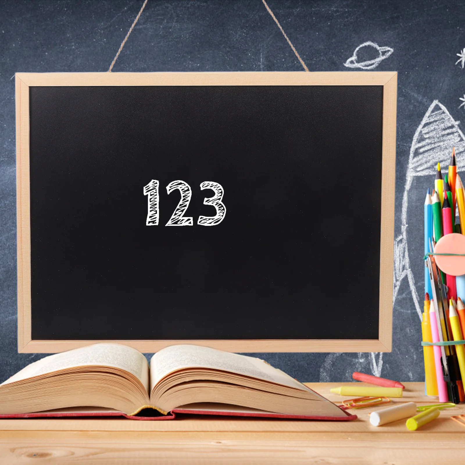 

Wooden Frame Small Chalkboard Hanging Decorative Sign with Lanyard Chalkboard for Home Use