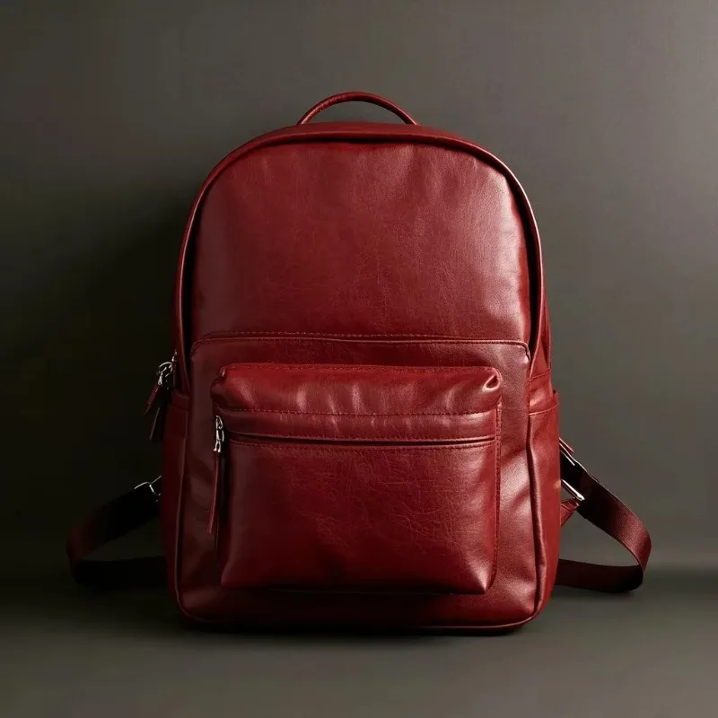 Leather Student Fashion Casual Sports Waterproof Travel Bag Backpack Backpack