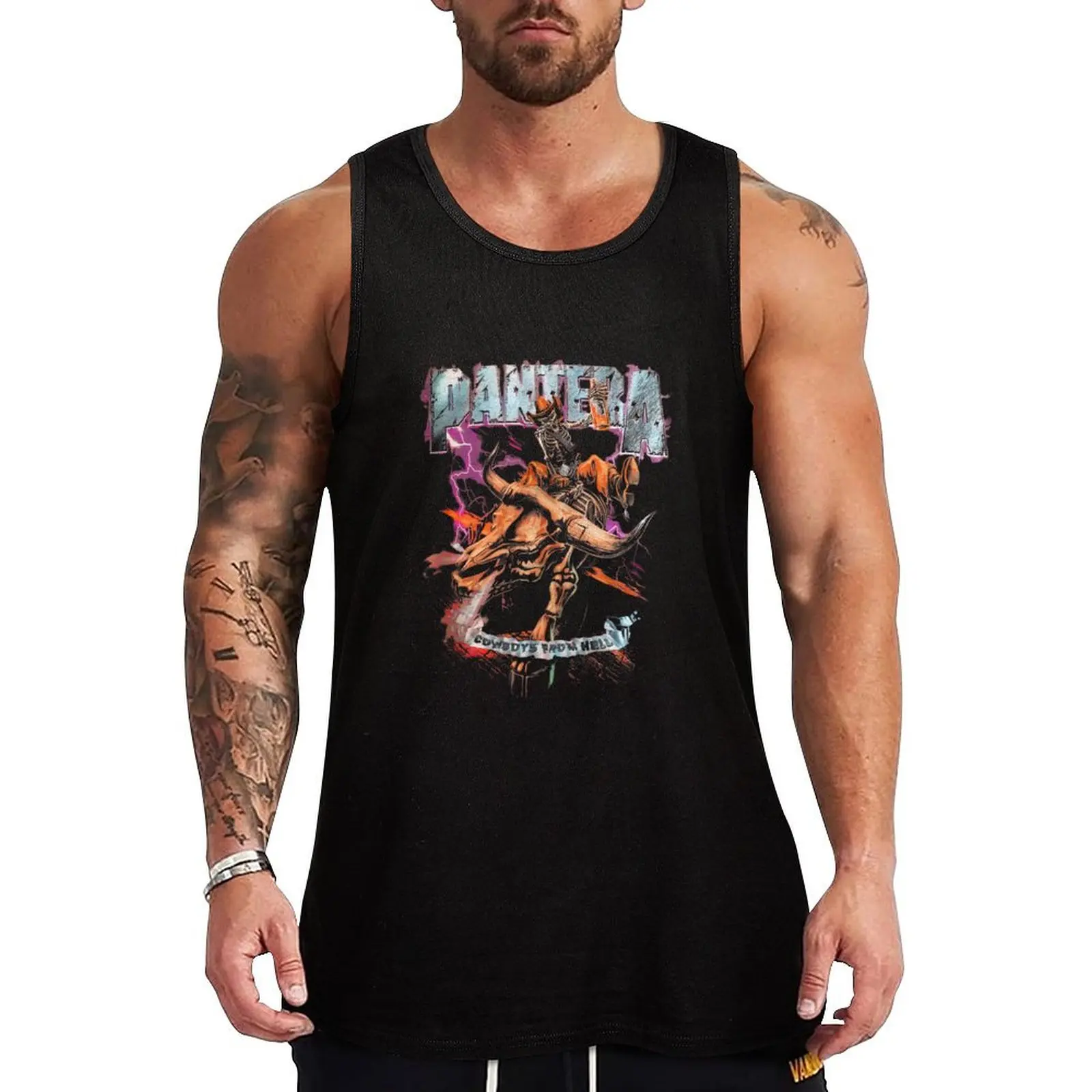 

Pantera Official Cowboys From Hell Riding Skeleton Tank Top gym t shirt men t shirts bodybuilding for men
