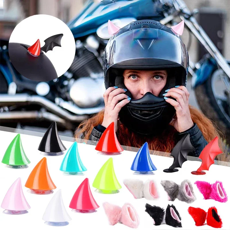 2PCS Motorcycle Helmet Cat Ears Devil Horns Decor Universal Moto Bicycle Styling Decoration Helmets Stickers Helmet Accessories