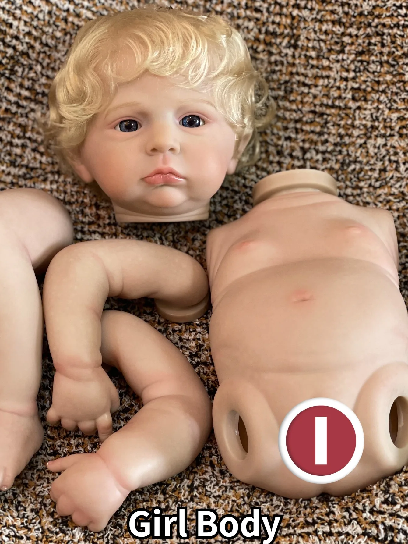 18 Inch Carmon  Newborn Baby Doll Kits Handmade Bebe 3D Painted Reborn Doll Kits With Blond Hair