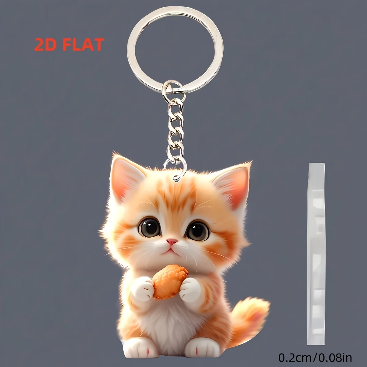 2D Flat Acrylic Cute Cat Ornament, Car Rearview Mirror Decoration, Backpack Pendant, Keychain Key Ring, Birthday Christmas Gift