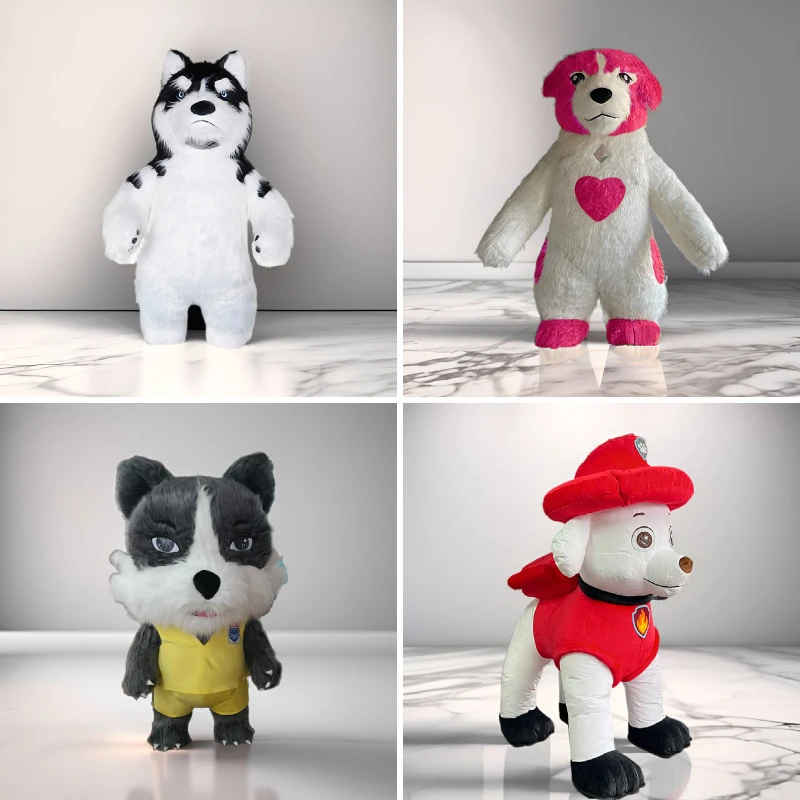 

Inflatable Husky Dog Costume Mascot Costume Parade Quality Birthdays for Adult Animal Halloween Party No Battery