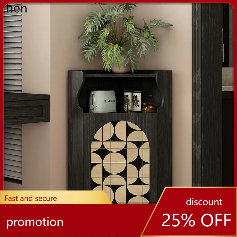 CZ Retro Geometric Solid Wood Home Living Room Bedroom Corner Triangle Cabinet Hotel Restaurant Storage Cabinet Corner Cabinet